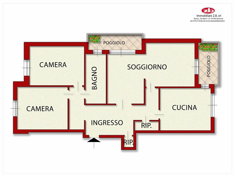 Via Burlando, luminosa nuda proprietà di 110 mq